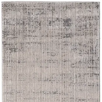 8' Gray Ivory And Taupe Runner Rug