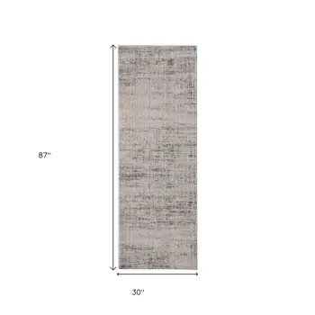 8' Gray Ivory And Taupe Runner Rug
