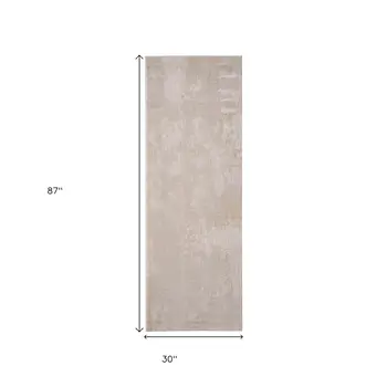 8' Gray Ivory And Brown Abstract Runner Rug