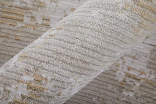 8' Gray Ivory And Brown Abstract Runner Rug