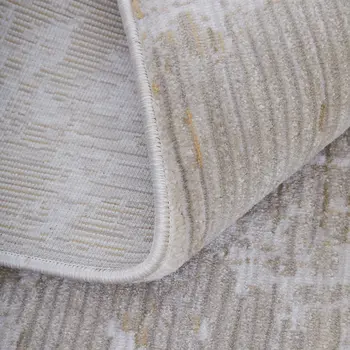 8' Gray Ivory And Brown Abstract Runner Rug