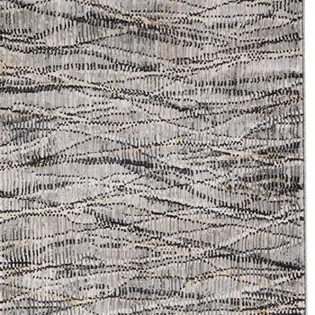 8' Gray Ivory And Tan Abstract Runner Rug