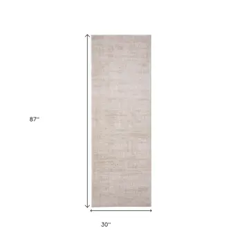 8' Ivory And Silver Runner Rug
