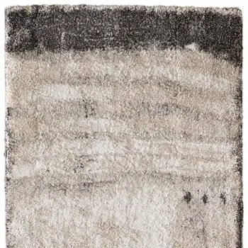 8' Gray Ivory And Taupe Abstract Distressed Runner Rug