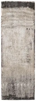 8' Gray Ivory And Taupe Abstract Distressed Runner Rug