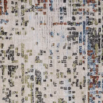 8' Ivory Green And Blue Abstract Runner Rug