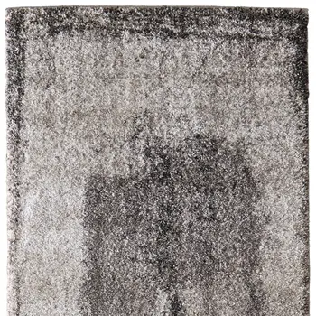 8' Gray Black And Taupe Abstract Distressed Runner Rug