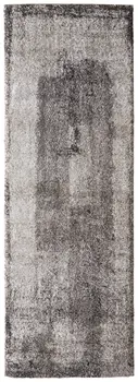 8' Gray Black And Taupe Abstract Distressed Runner Rug