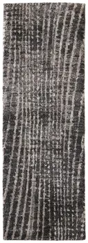 8' Black Gray And Ivory Abstract Runner Rug