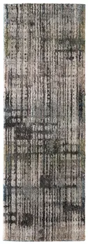 8' Gray Black And Ivory Abstract Distressed Runner Rug