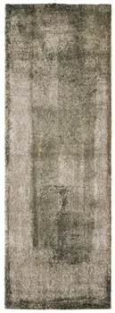 8' Green And Tan Abstract Distressed Runner Rug