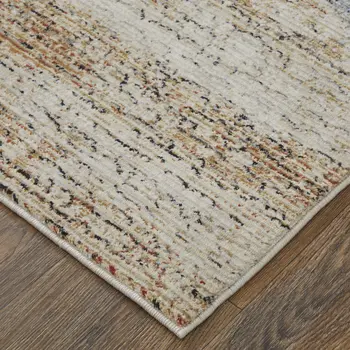 8' Tan Blue And Gray Abstract Runner Rug