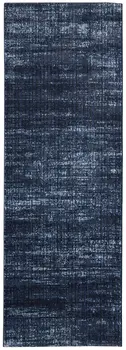 8' Blue And Black Runner Rug