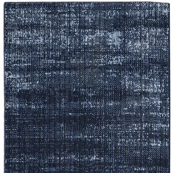 8' Blue And Black Runner Rug