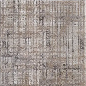 8' X 10' Brown Tan And Ivory Abstract Distressed Area Rug