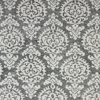 8' X 10' Gray Ivory And Black Floral Hand Tufted Area Rug