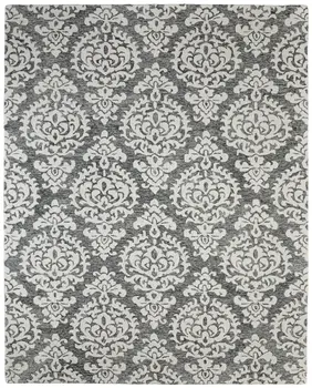 8' X 10' Gray Ivory And Black Floral Hand Tufted Area Rug