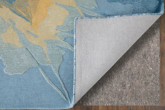 8' X 10' Blue Gold And Gray Abstract Hand Tufted Area Rug
