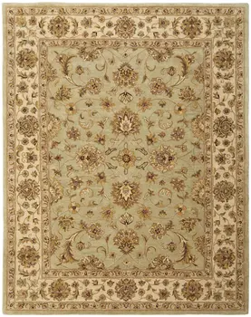 8' X 10' Tan Brown And Green Oriental Hand Tufted Area Rug