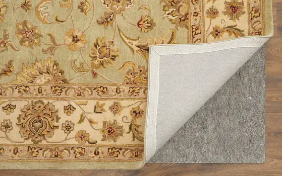 8' X 10' Tan Brown And Green Oriental Hand Tufted Area Rug