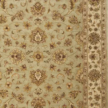 8' X 10' Tan Brown And Green Oriental Hand Tufted Area Rug
