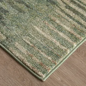 8' X 10' Green Ivory And Brown Abstract Distressed Area Rug