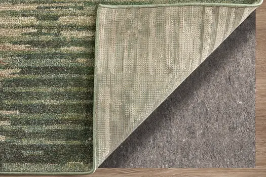 8' X 10' Green Ivory And Brown Abstract Distressed Area Rug