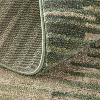 8' X 10' Green Ivory And Brown Abstract Distressed Area Rug
