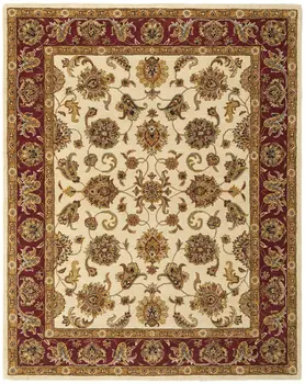 8' X 10' Tan Gold And Red Oriental Hand Tufted Area Rug