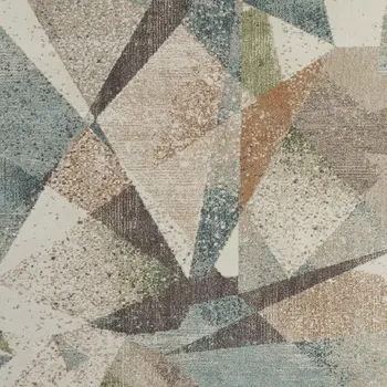 8' X 10' Ivory Blue And Green Checkered Area Rug