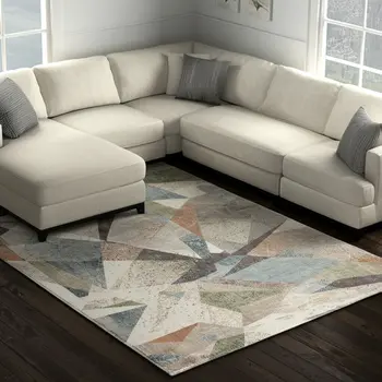 8' X 10' Ivory Blue And Green Checkered Area Rug