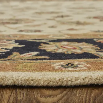 8' X 10' Tan Brown And Black Oriental Hand Tufted Area Rug