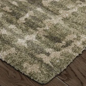 8' X 10' Green And Tan Abstract Area Rug