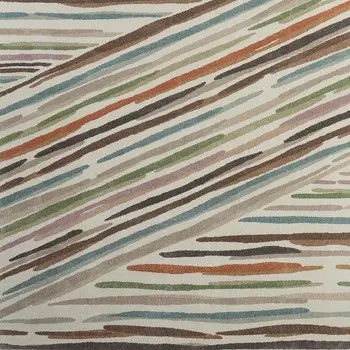 8' X 10' Ivory Brown And Blue Abstract Area Rug