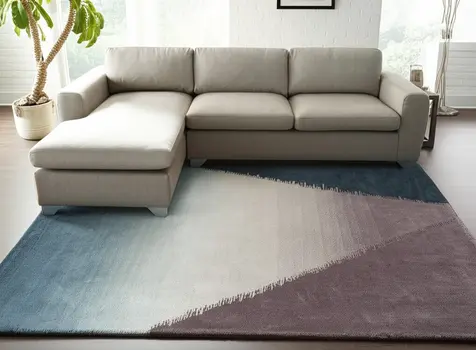 8' X 10' Taupe Blue And Tan Geometric Hand Tufted Area Rug