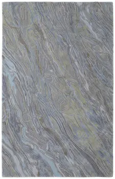 8' X 10' Blue Green And Gray Abstract Hand Tufted Area Rug