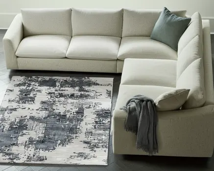 8' X 10' Blue And Ivory Abstract Hand Tufted Area Rug
