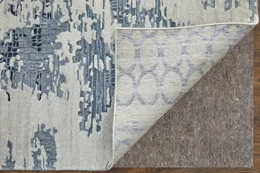 8' X 10' Blue And Ivory Abstract Hand Tufted Area Rug