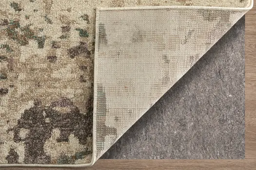 8' X 10' Ivory Blue And Purple Abstract Distressed Area Rug