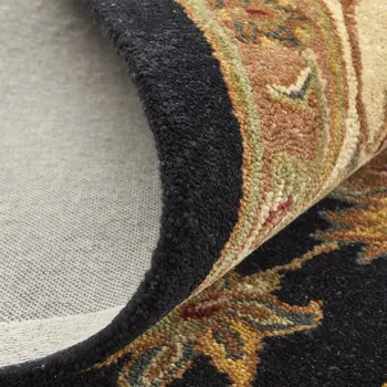 8' X 10' Black Gold And Tan Oriental Hand Tufted Area Rug