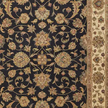 8' X 10' Black Gold And Tan Oriental Hand Tufted Area Rug