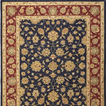 8' X 10' Blue Red And Gold Oriental Hand Tufted Area Rug