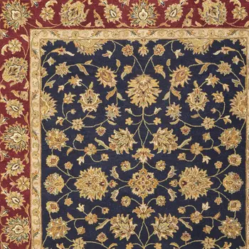 8' X 10' Blue Red And Gold Oriental Hand Tufted Area Rug