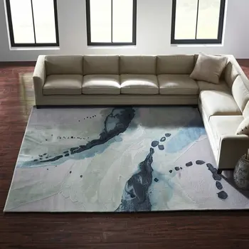8' X 10' Green Blue And Ivory Abstract Hand Tufted Area Rug