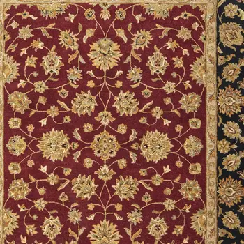 8' X 10' Red Black And Gold Oriental Hand Tufted Area Rug