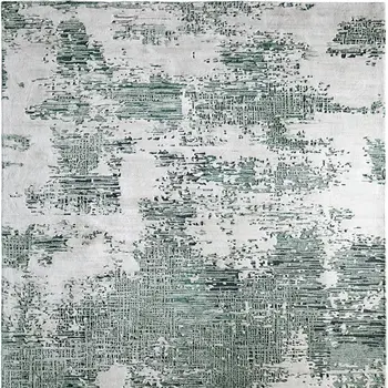 8' X 10' Green And White Abstract Hand Tufted Area Rug