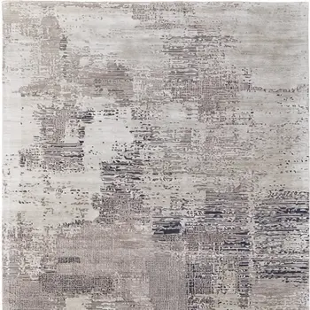 8' X 10' Brown Tan And Black Abstract Hand Tufted Area Rug