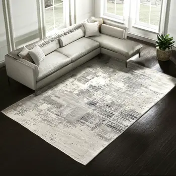 8' X 10' Brown Tan And Black Abstract Hand Tufted Area Rug