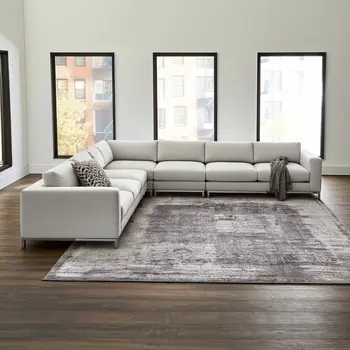 8' X 10' Gray Black And Taupe Abstract Distressed Area Rug