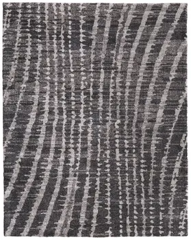 8' X 10' Black Gray And Ivory Abstract Area Rug